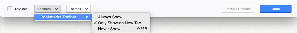 Bookmarks toolbar