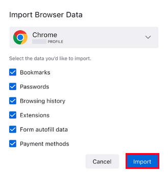 Select import data