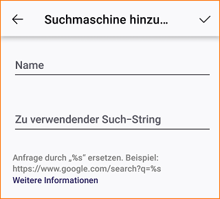 Android Suchstring hinzufügen