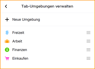 Tab Umgebungen verwalten fx115