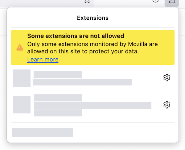 Quarentined domains disclaimer