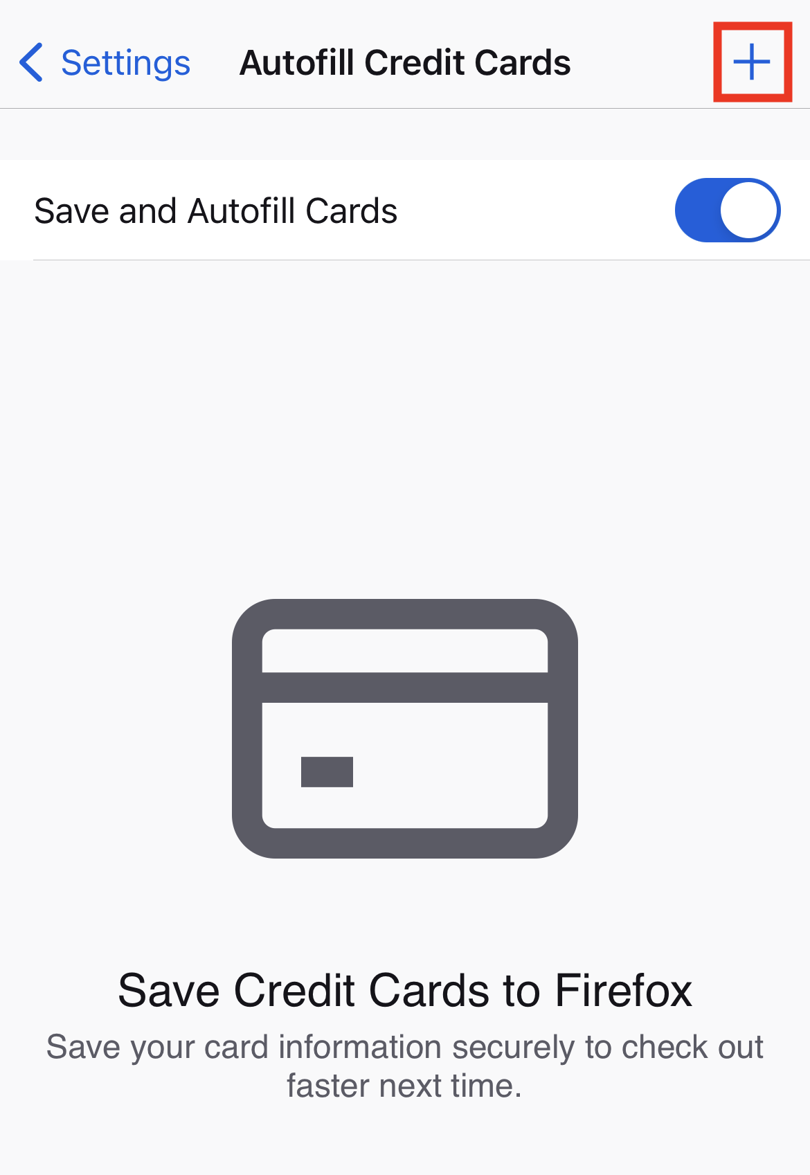 Firefox ios add card