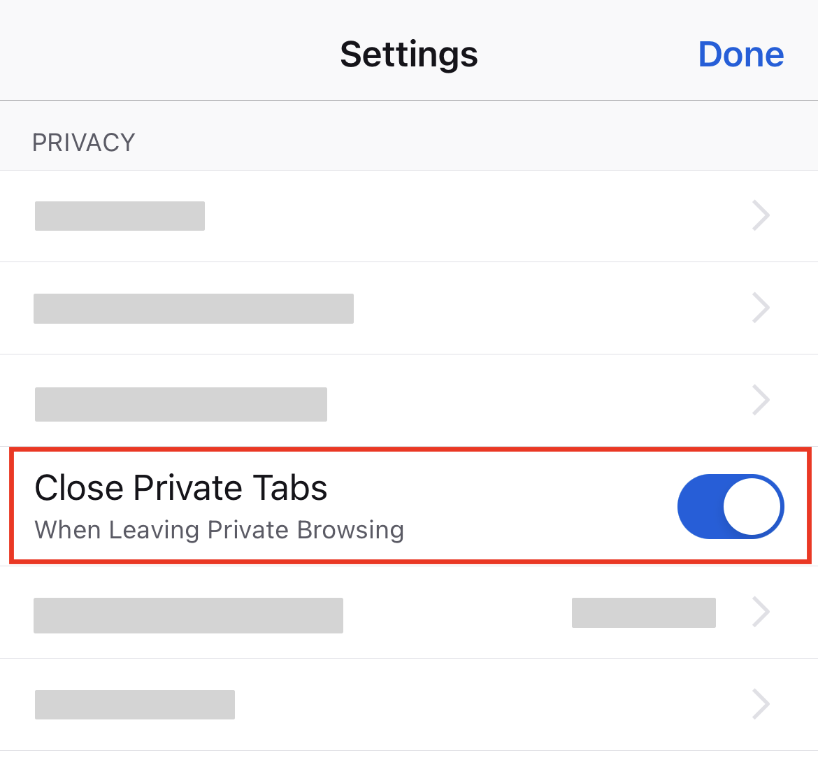 Automatically close private browsing tabs