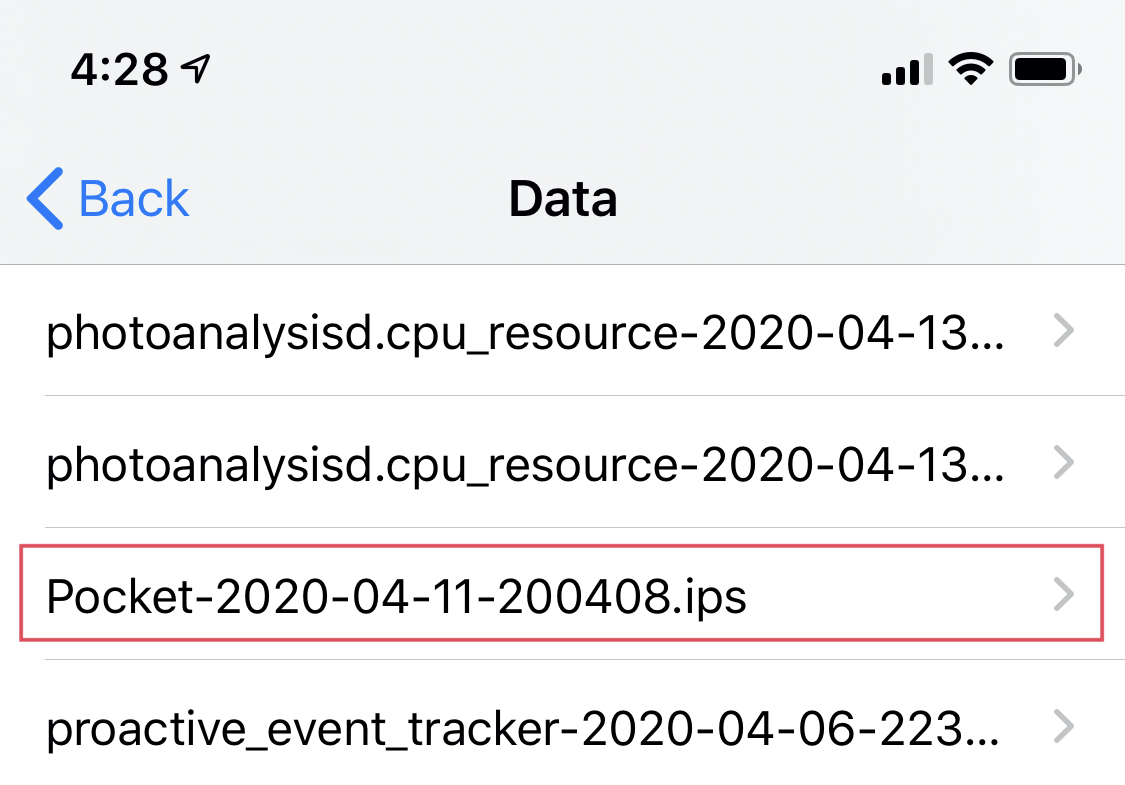 Pocket App Crash Logs