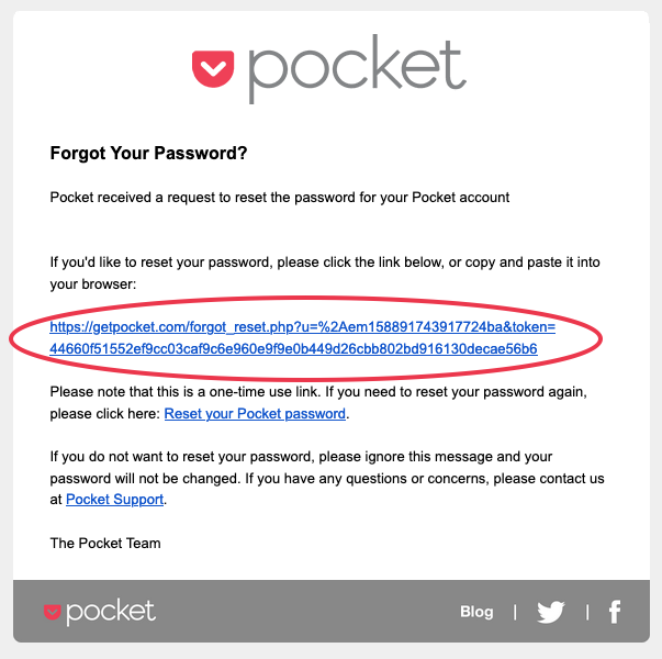 Pocket Reset Password