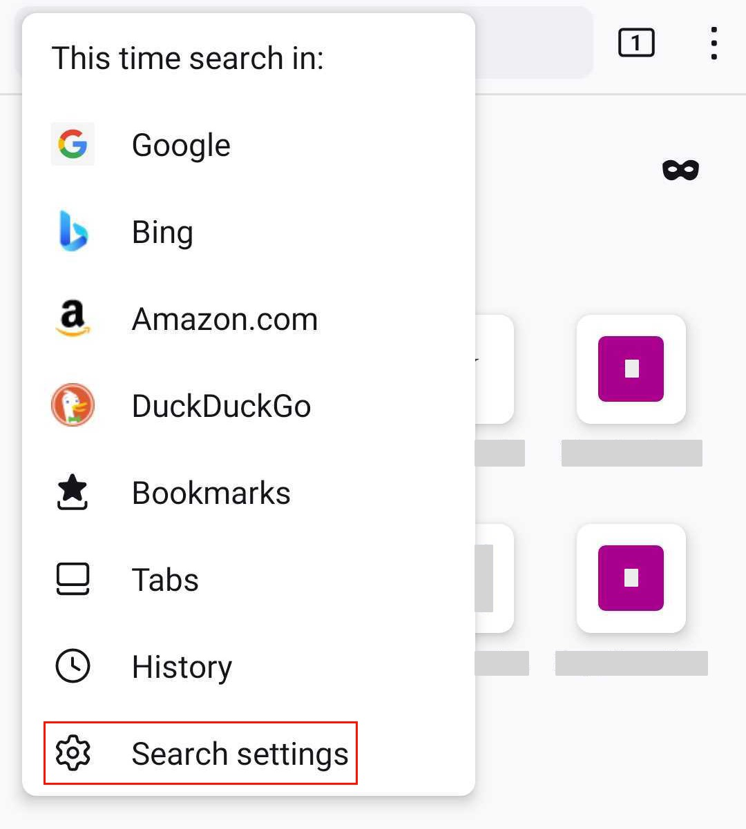 Manage search engines Android 2