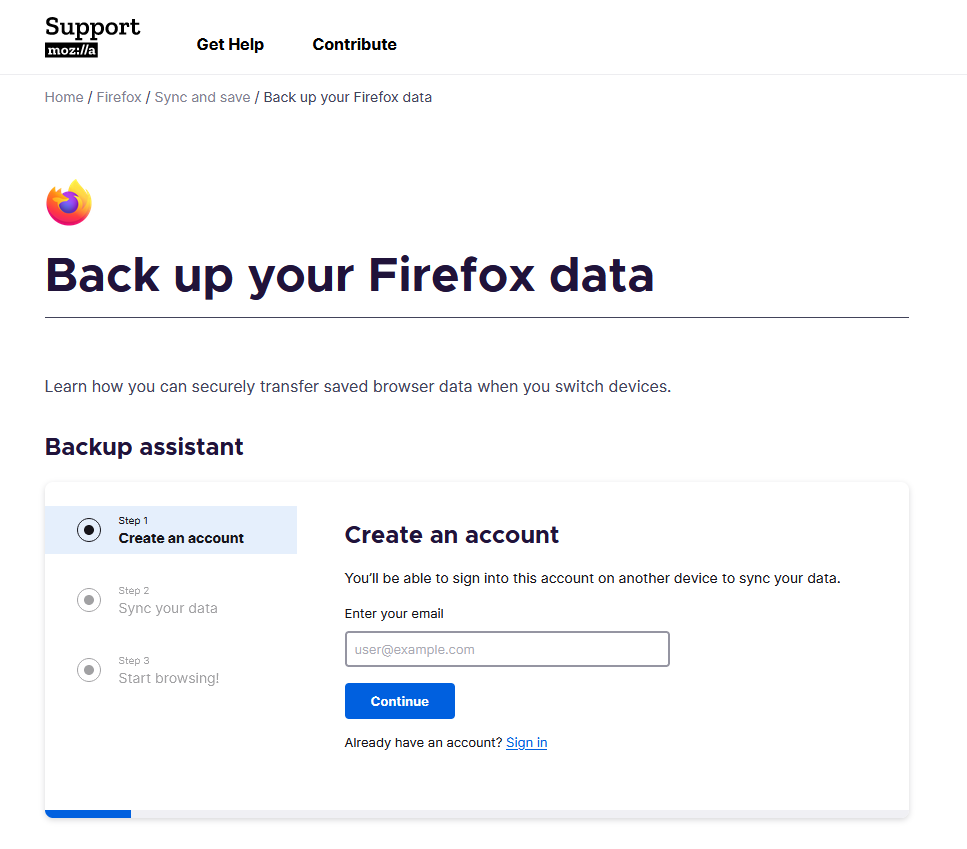 Back up your Firefox data