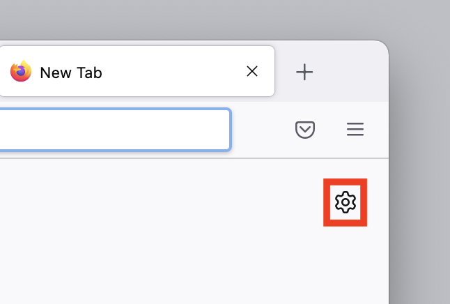 New Tab gear icon