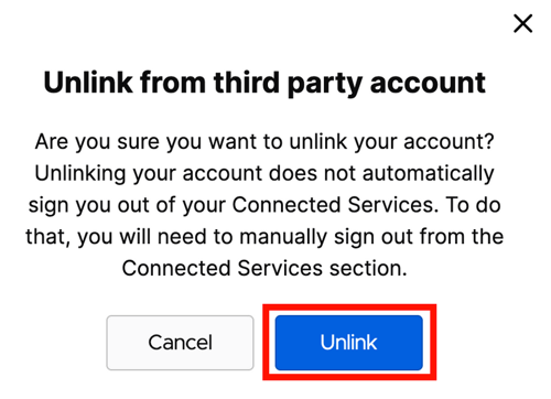 Unlink account - set password notificiation