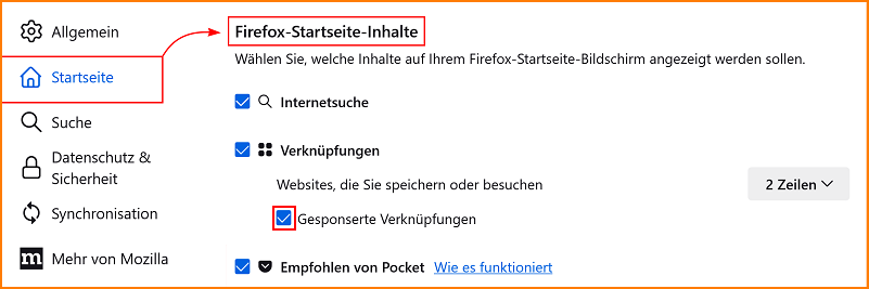 Startseite gesponserte Verknüpfungen fx117