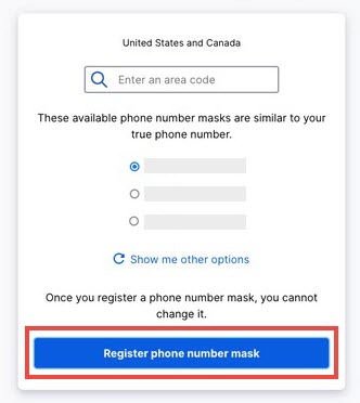 Register phone number mask