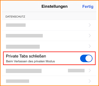 iOS Private Tabs schliessen fx119