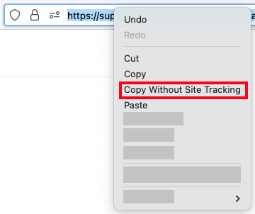 Copy without site tracking