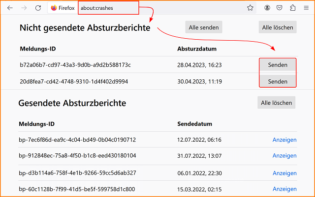 Absturzberichte Aufstellung fx121