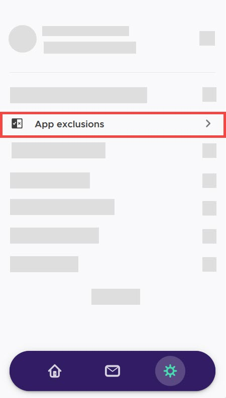 Apps exclusion VPN