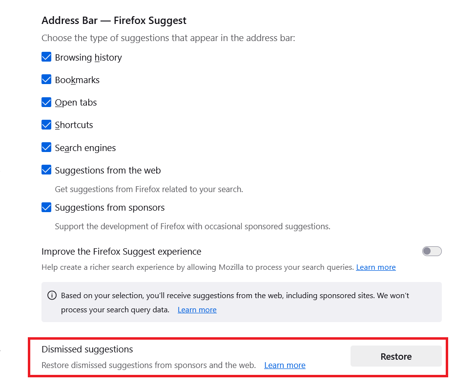 Fx121settings-AddressBarDismissedSuggestions