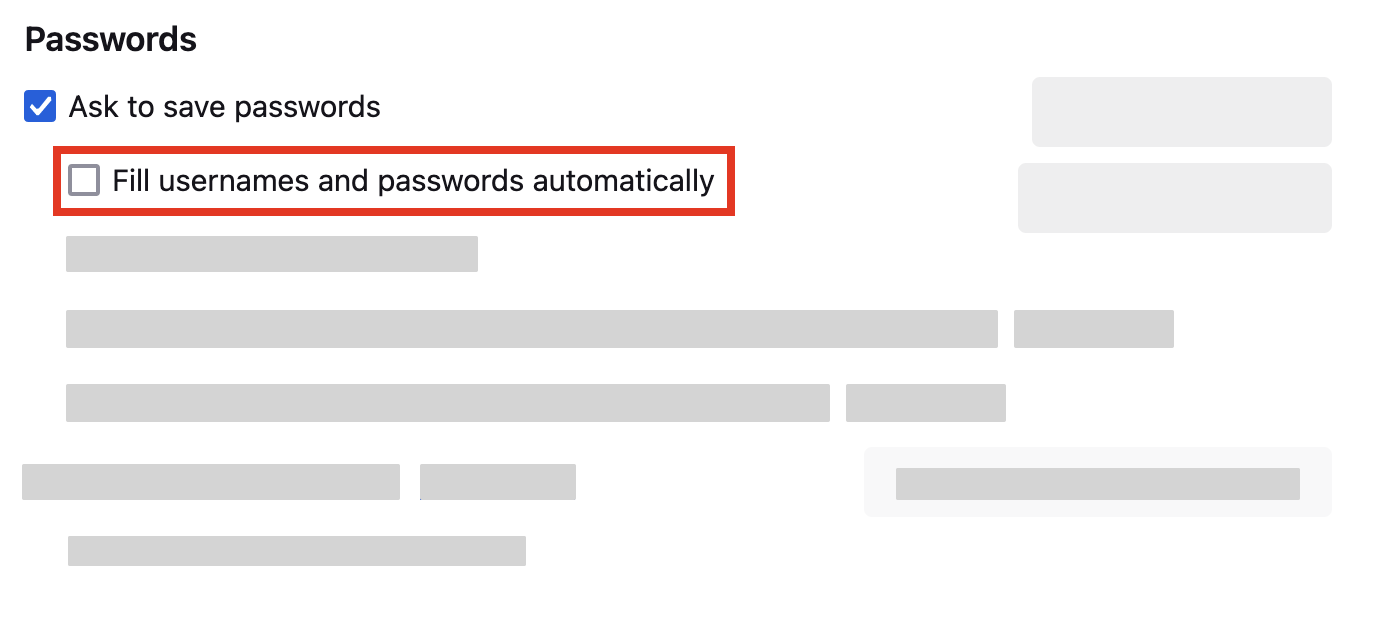 Fill usernames and passwords automatically option