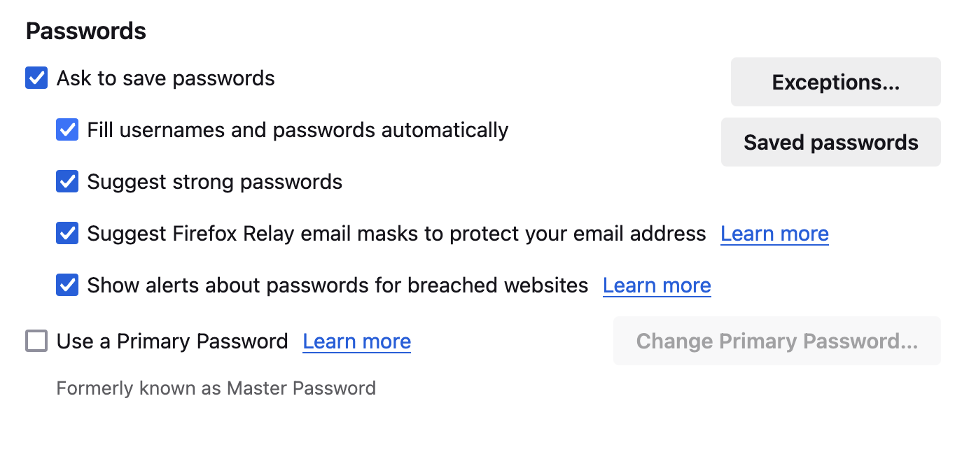 Passwords panel - not simplified