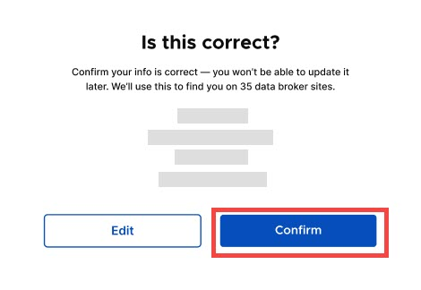 Confirm your information