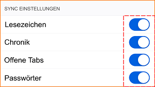 iOS Sync Einstellungen fx123