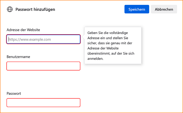 Passwort hinzufügen fx123