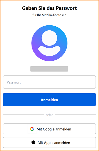 Anmeldung Mozilla Konto fx123