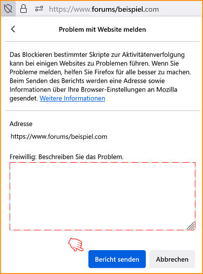 Problem mit Website melden fx123