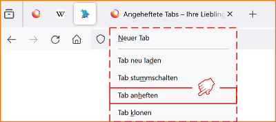 Angeheftete Tabs Menü anheften fx121