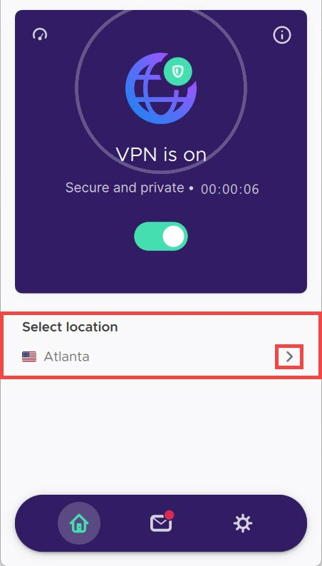Select VPN location