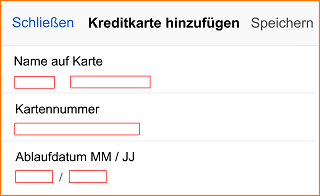 iOS Kreditkarte hinzufügen fx123
