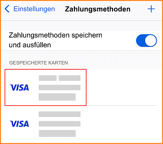 iOS Kreditkartendetails Basis 3 fx123