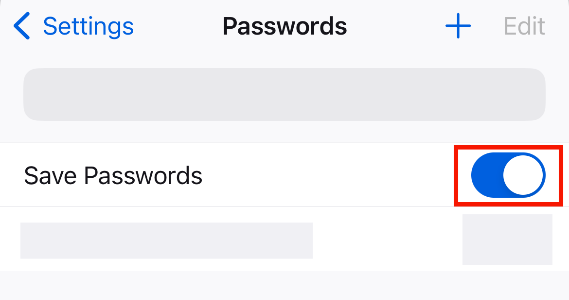 Save Passwords toggle Firefox iOS