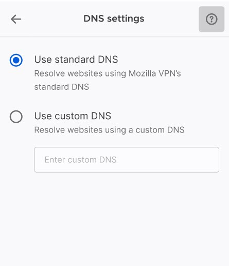 DNS settings