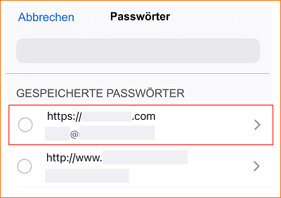 iOS Passwort Website wählen fx125