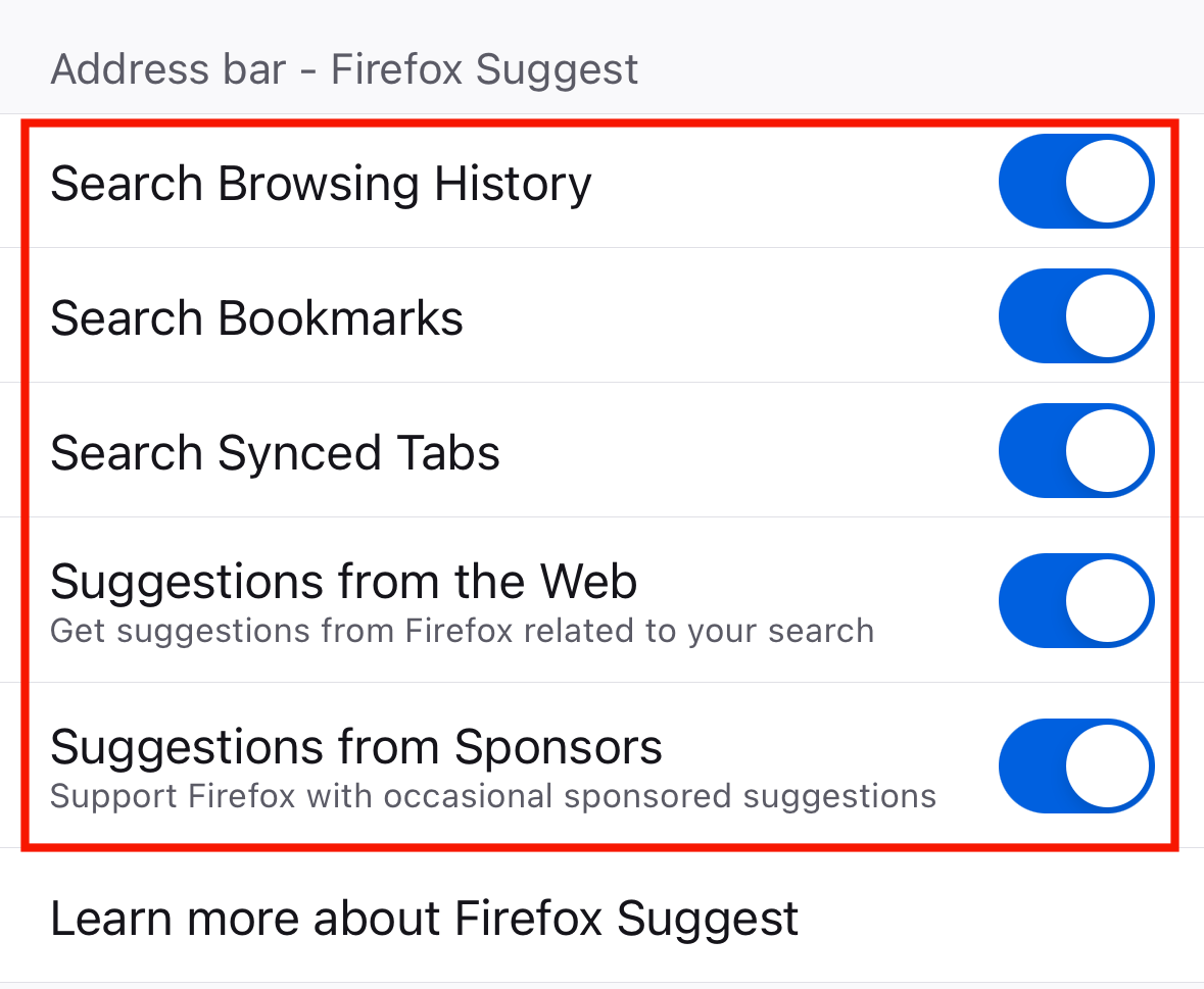 Firefox Suggest for iOS