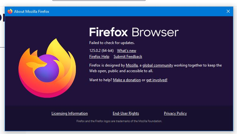 FIREFOX ERROR - Failed to check for updates 00