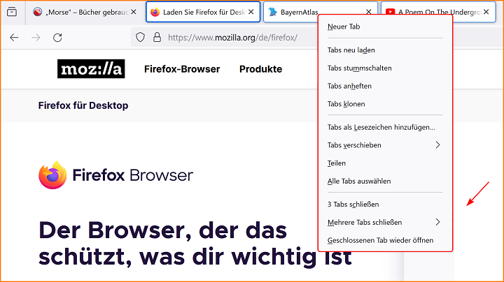 Mehrere Tabs schließen fx122