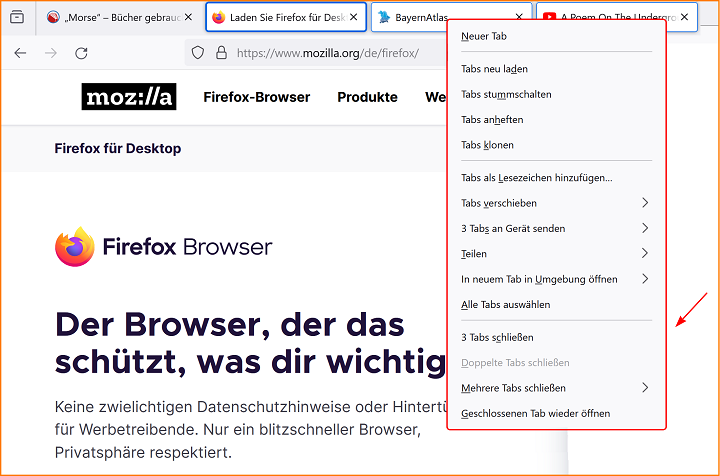 Mehrere Tabs schließen fx128