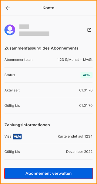 VPN Einstellungen Option Konto 2 vpn 2,23,1