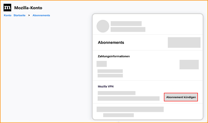 VPN Mozilla-Konto Abo kündigen