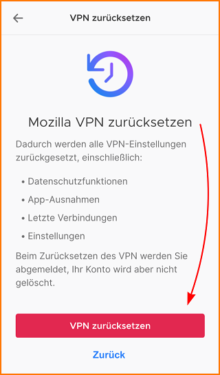 VPN zurücksetzen 2 virtuell