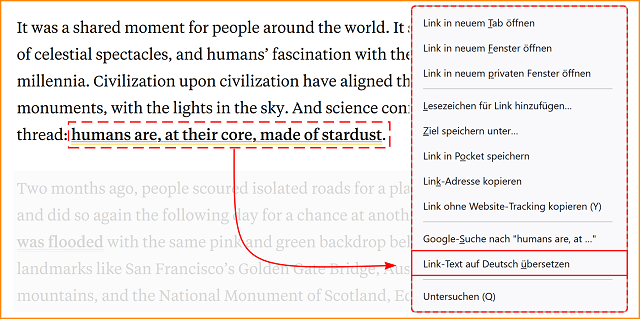 Firefox Übersetzung Auswahl 3