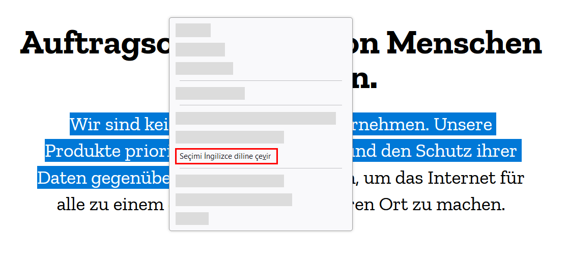 Seçimi Çevir Menü Butonu