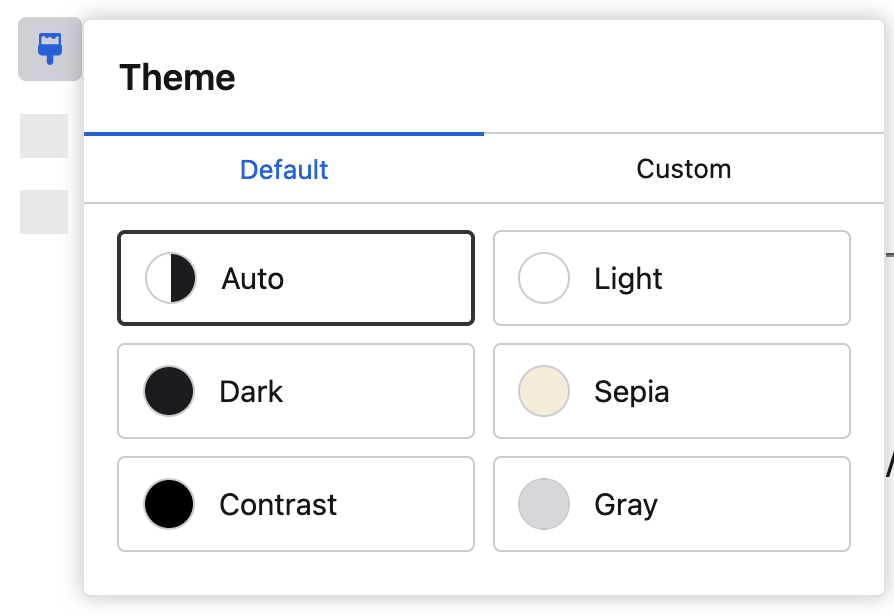 Reader view theme options