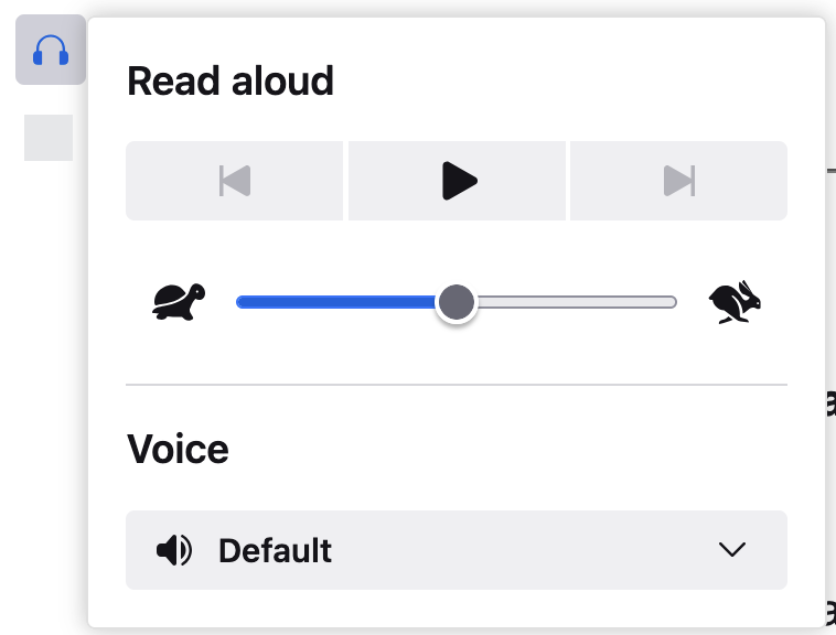 Reader view read aloud options