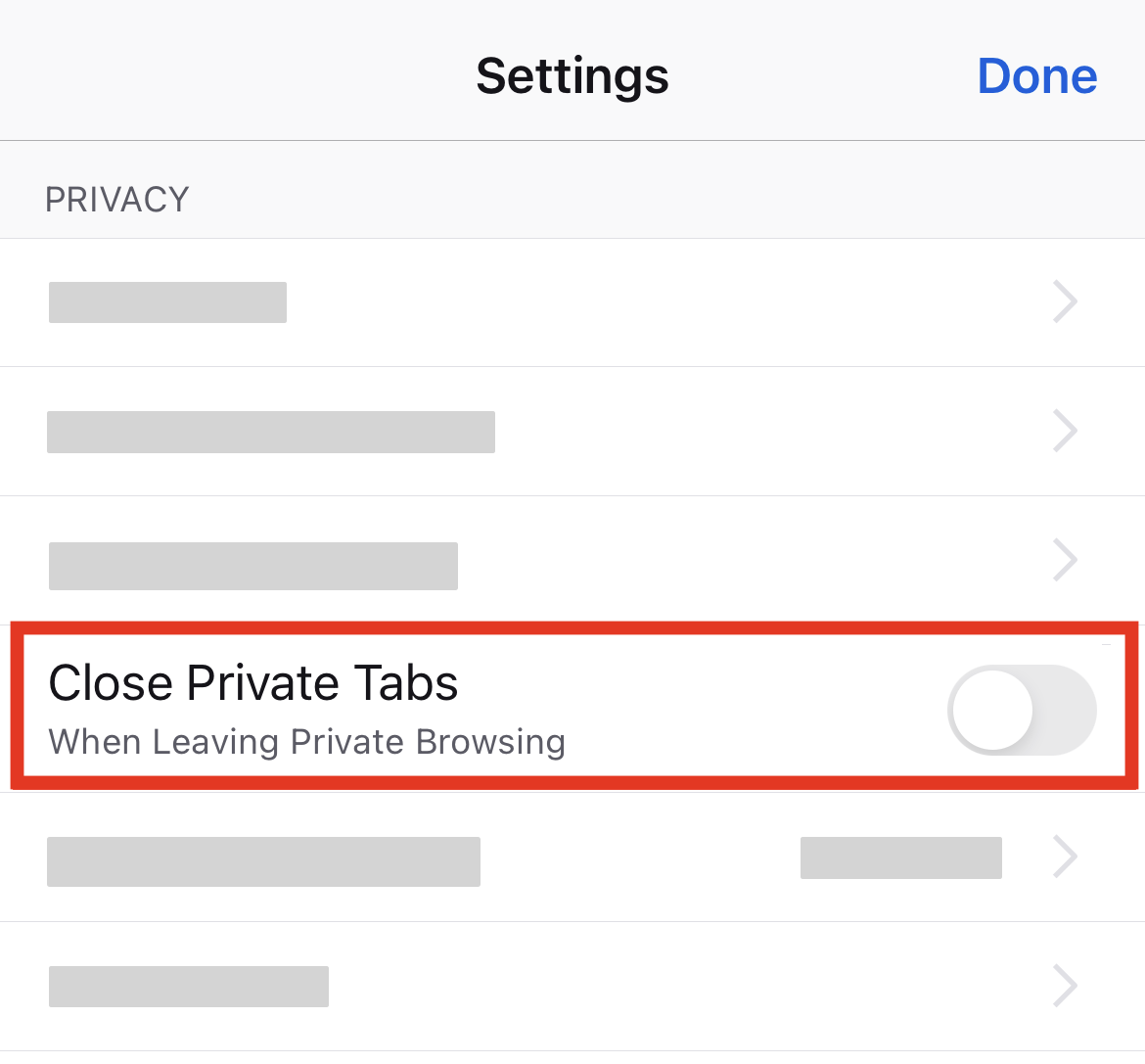 Turn off "Close private tabs" Firefox iOS