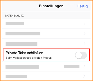 iOS Private Tabs schliessen fx128