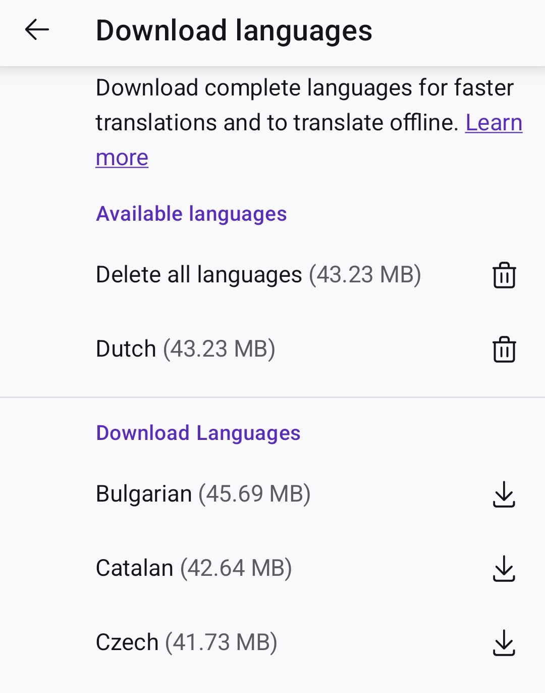 fenix download languages panel