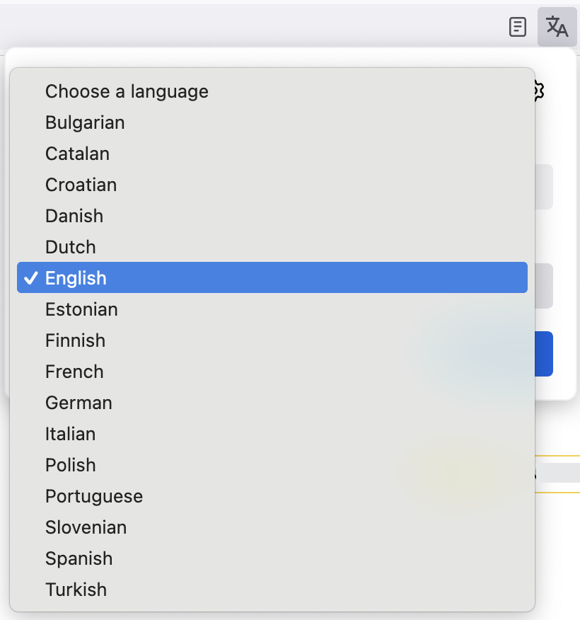 select translate to language