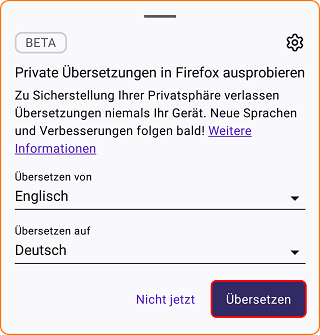 Android Übersetzung Fenster übersetzen